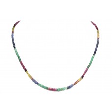 Necklace Strand Beautiful Natural Emerald Ruby Sapphire Round Faceted Beads
